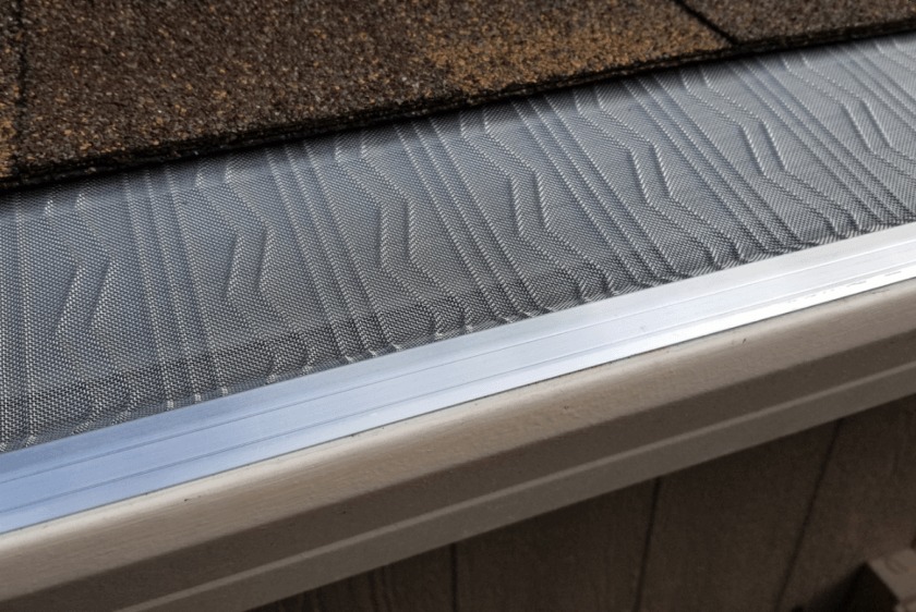 LeafBlaster Pro micro-mesh gutter protection installed along a roof edge